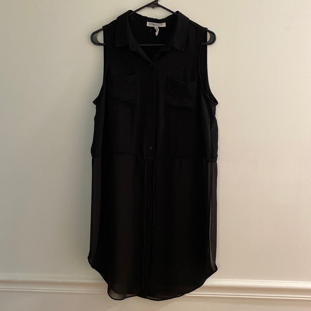 Coverup or long tunic!  Black, sheer bottom half!